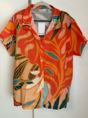 Vitamin A Coral & Orange Printed Resort Shirt